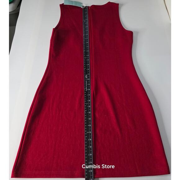 WIHOLL Dress Womens Medium Red Sleeveless Sheath Bodycon Stretch Knit Back Zip - Picture 14 of 14